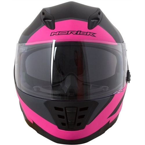 CAPACETE NORISK FF302 RIDIC (VISEIRA SOLAR) PRETO/ROSA FOSCO