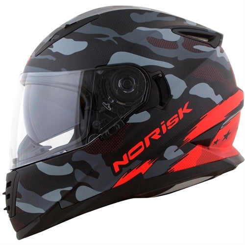 CAPACETE NORISK FF302 DESTROYER CAMO PRETO/VERMELHO FOSCO