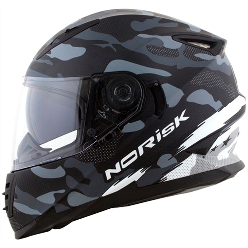 CAPACETE NORISK FF302 DESTROYER CAMO PRETO/BRANCO FOSCO