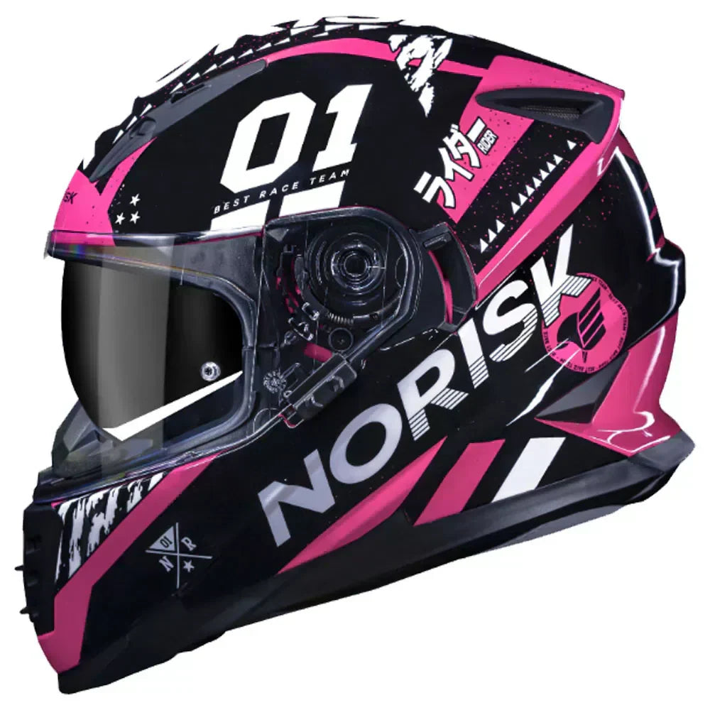 CAPACETE NORISK SOUL FF302 GRAND PRIX TOKYO ROSA/PRETO/BRANCO