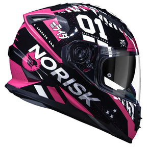 CAPACETE NORISK SOUL FF302 GRAND PRIX TOKYO ROSA/PRETO/BRANCO