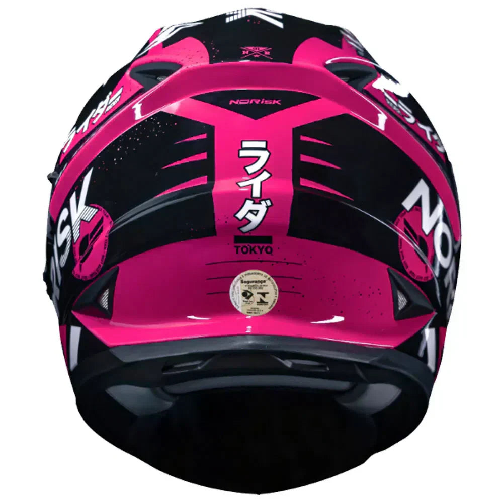 CAPACETE NORISK SOUL FF302 GRAND PRIX TOKYO ROSA/PRETO/BRANCO